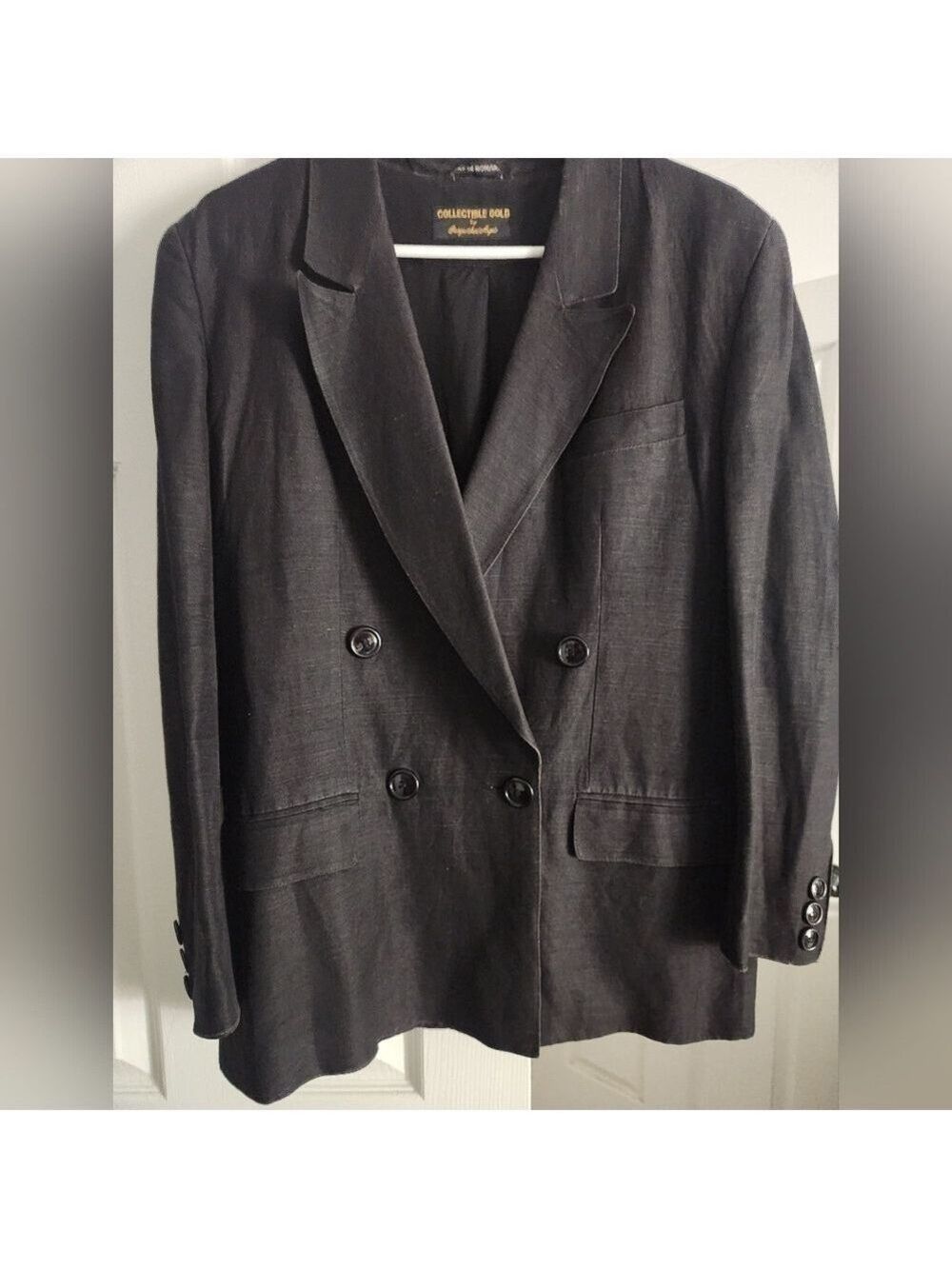 Giorgio Sant'Angelo Women's Blazer Jacket Black Gold Double Breasted Pockets 10